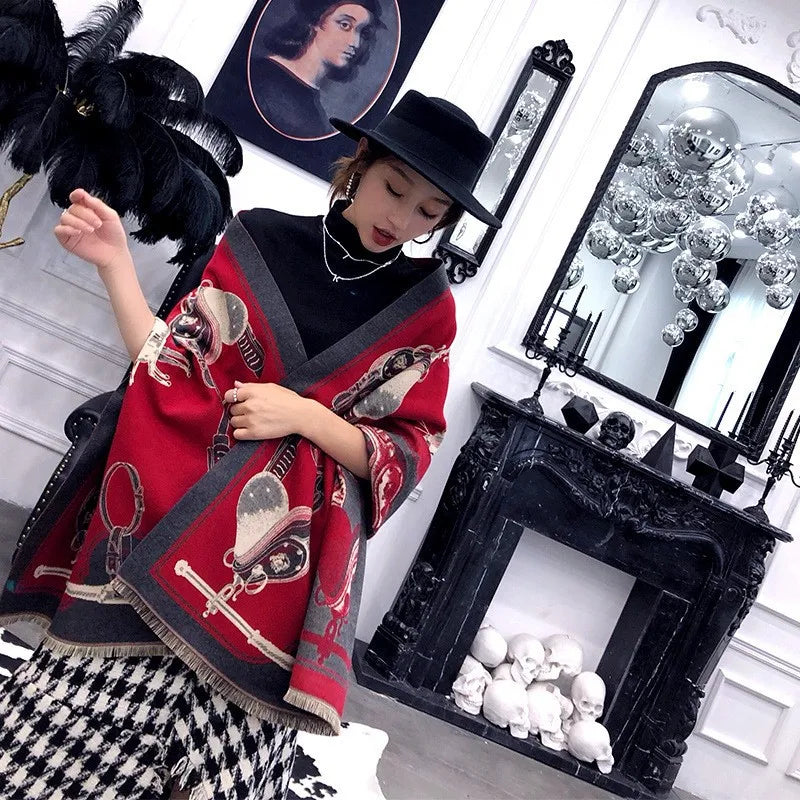 Equestra inverno bufanda – bufanda de luxo para mulleres con estampado de cabalo, tecido suave e estilo elegante e cálido para o inverno