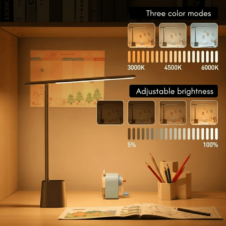 Dimbare Opvouwbare LED-Bureaulamp met USB-aansluiting voor Thuis en Kantoor 4