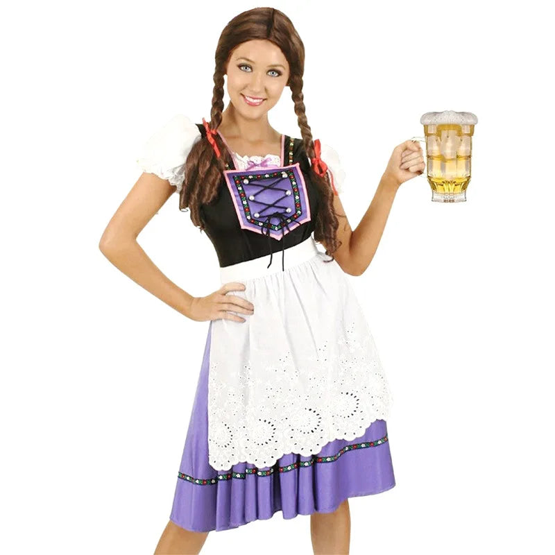 AlpenStyle – Robe Dirndl Femme avec Tablier – Pour Oktoberfest & Fêtes