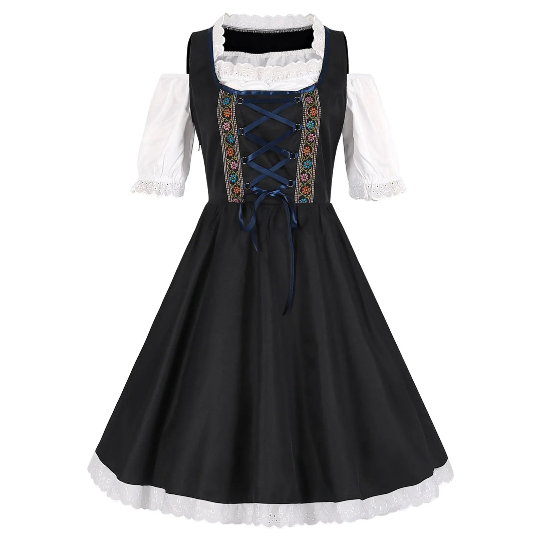 AlpenGlorie – Robe Dirndl avec tablier &amp; dentelle – Festif &amp; prêt pour la Wiesn