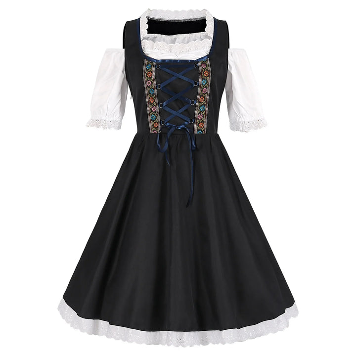 AlpenGlorie – Robe Dirndl avec tablier &amp; dentelle – Festif &amp; prêt pour la Wiesn