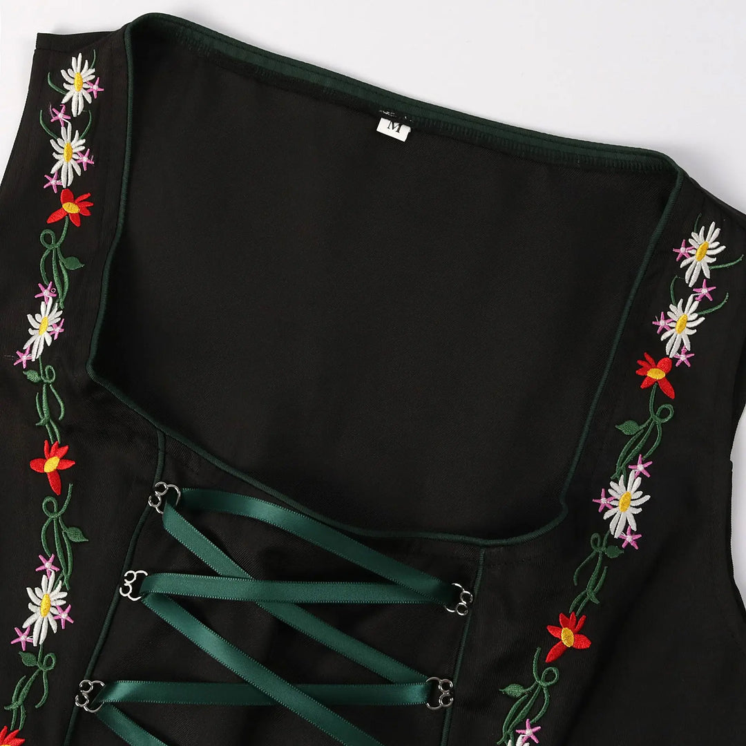 AlpenGlorie – Robe Dirndl avec tablier &amp; dentelle – Festif &amp; prêt pour la Wiesn