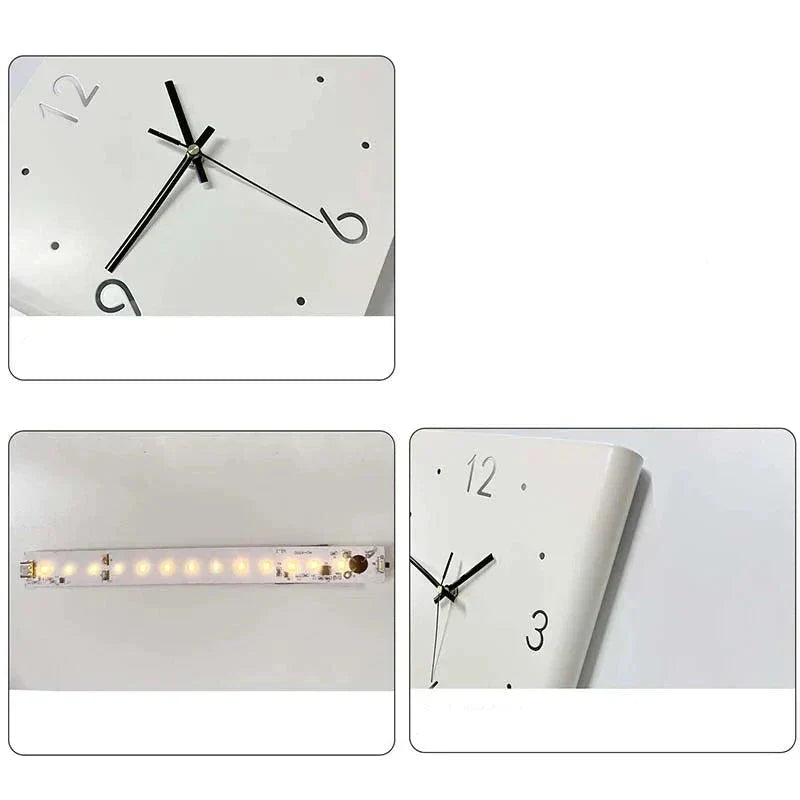 Lumora – Orologio da parete quadrato con luce e movimento silenzioso – design moderno