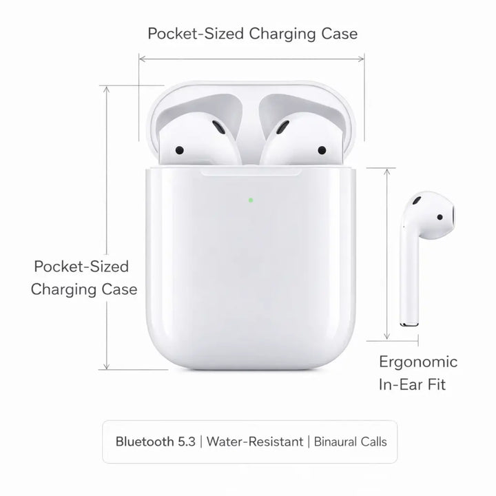 Draadloze Bluetooth Oordopjes met Oplaadcase – Compacte In-Ear Headset met Microfoon | Sansoti 8