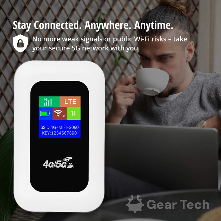 Draagbare 5G WiFi Router – Veilige Mobiele Internetverbinding voor Camper, Caravan en Reizen | 10 Apparaten | 150 Mbps | Sansoti 1