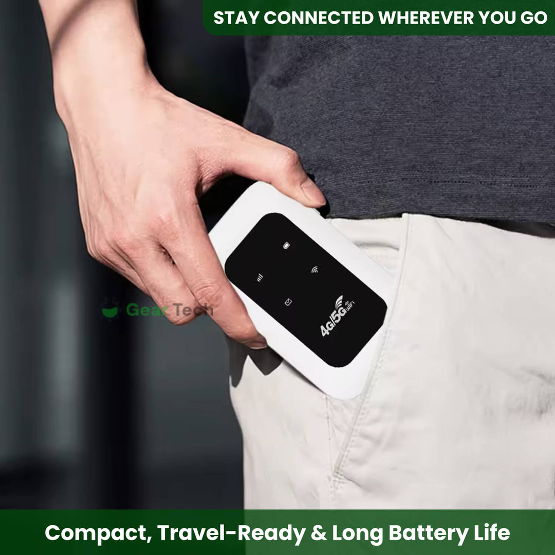 Draagbare 5G WiFi Router – Veilige Mobiele Internetverbinding voor Camper, Caravan en Reizen | 10 Apparaten | 150 Mbps | Sansoti 3