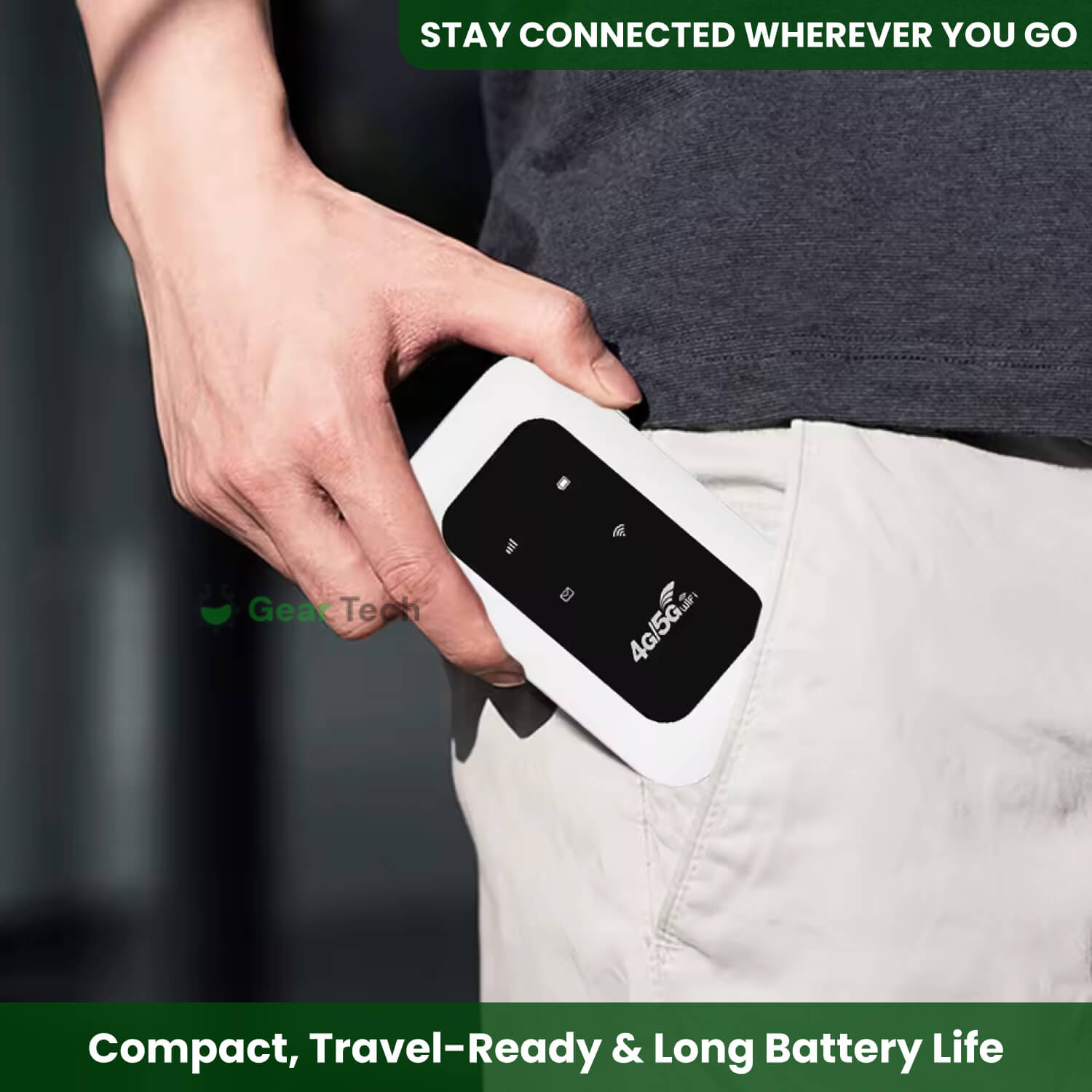 Draagbare 5G WiFi Router – Veilige Mobiele Internetverbinding voor Camper, Caravan en Reizen | 10 Apparaten | 150 Mbps | Sansoti 3