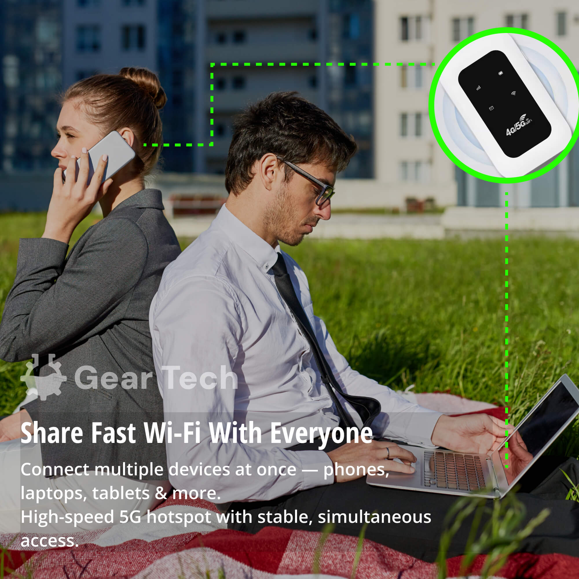 Draagbare 5G WiFi Router – Veilige Mobiele Internetverbinding voor Camper, Caravan en Reizen | 10 Apparaten | 150 Mbps | Sansoti 6