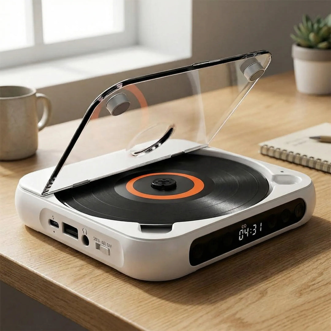 Draagbare Bluetooth CD-Speler – Compact &amp; Oplaadbaar – Geschikt voor CD, CD-R, CD-RW &amp; MP3 – Inclusief USB-C – Wireless &amp; 3,5mm Audio | Sansoti 1
