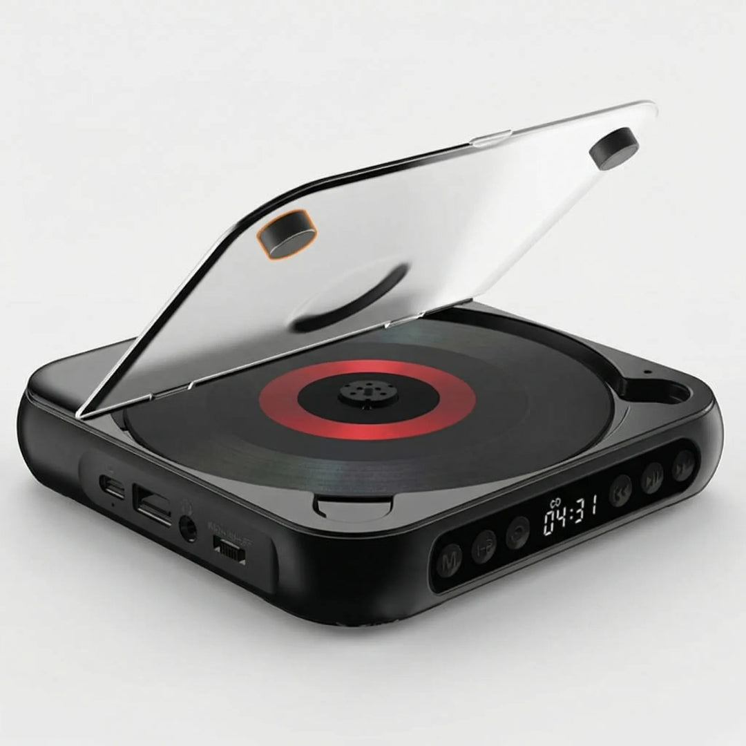 Draagbare Bluetooth CD-Speler – Compact &amp; Oplaadbaar – Geschikt voor CD, CD-R, CD-RW &amp; MP3 – Inclusief USB-C – Wireless &amp; 3,5mm Audio | Sansoti 9