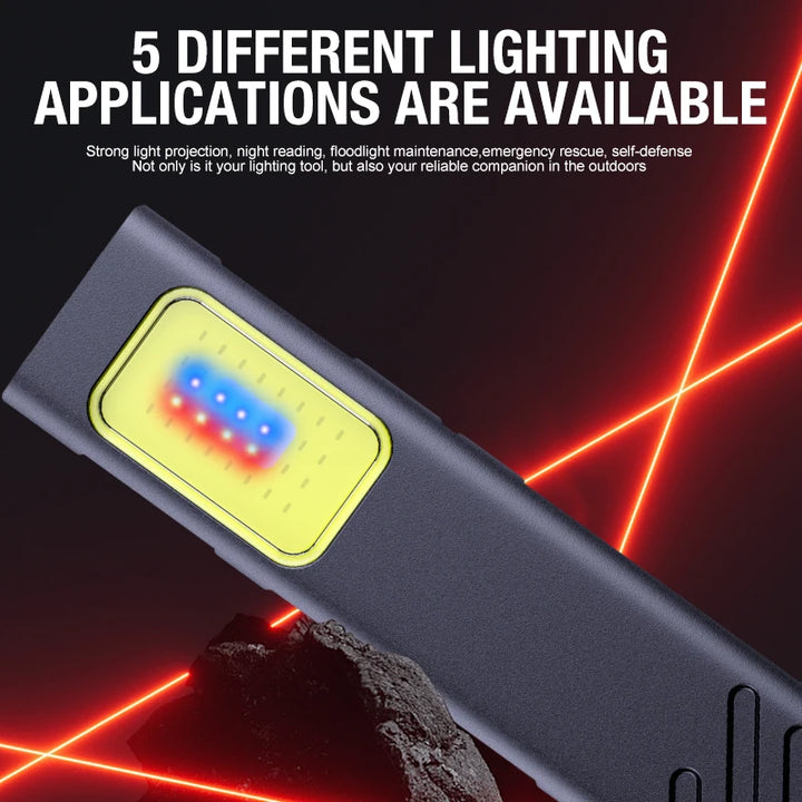 Draagbare LED Werklamp met 5 Lichtstanden en Clip, Ideaal voor Buitengebruik 5