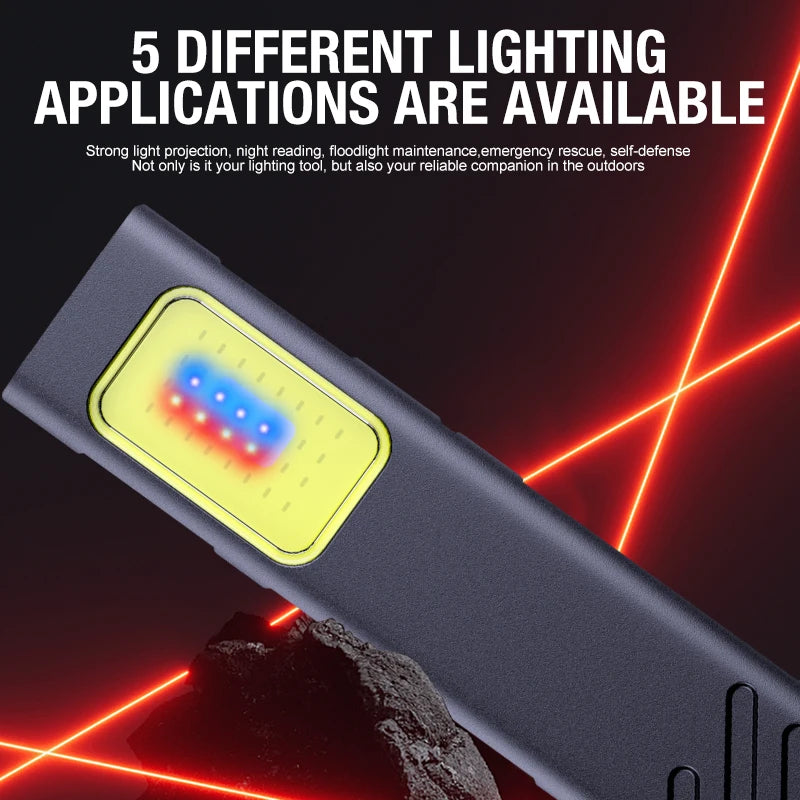 Draagbare LED Werklamp met 5 Lichtstanden en Clip, Ideaal voor Buitengebruik 5