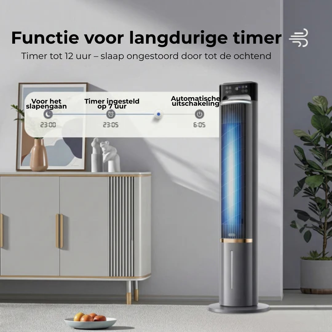 Draagbare Luchtkoeler met Watertank en Timerfunctie – Stil en Krachtig voor Slaapkamer en Kantoor | Sansoti 7