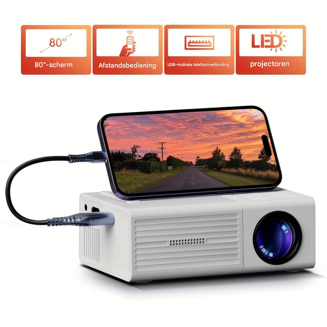 Draagbare Mini LED-projector met HDMI en USB, Ideaal voor Films en Presentaties 1