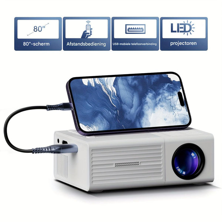 Draagbare Mini LED-projector met HDMI en USB, Ideaal voor Films en Presentaties 2