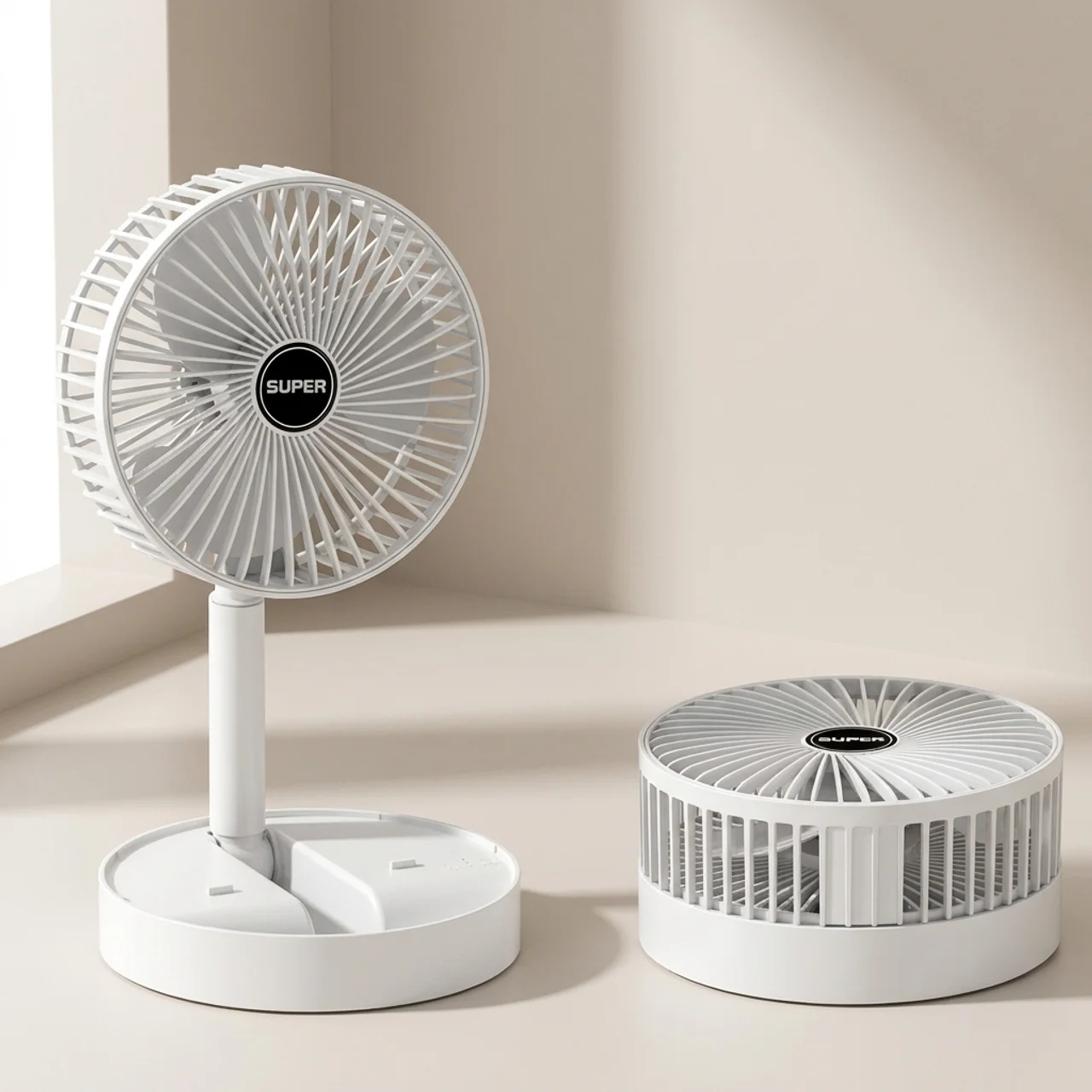 Draagbare Opvouwbare USB Ventilator 4 Snelheden Fluistermotor Oplaadbaar Compact Koel Design Bureau Reis | Sansoti 1