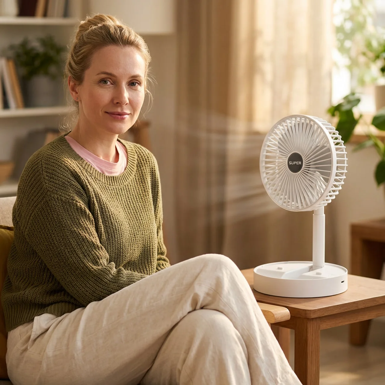 Draagbare Opvouwbare USB Ventilator 4 Snelheden Fluistermotor Oplaadbaar Compact Koel Design Bureau Reis | Sansoti 2