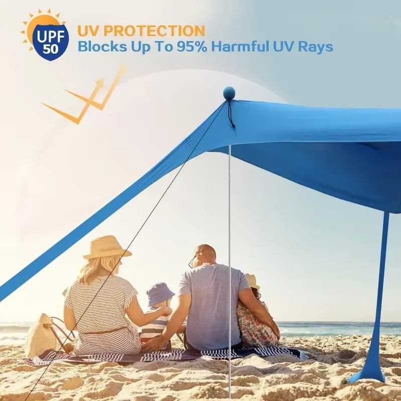 Draagbare Strandtent met UPF50+, Waterdicht en Winddicht voor 3-4 Personen 2