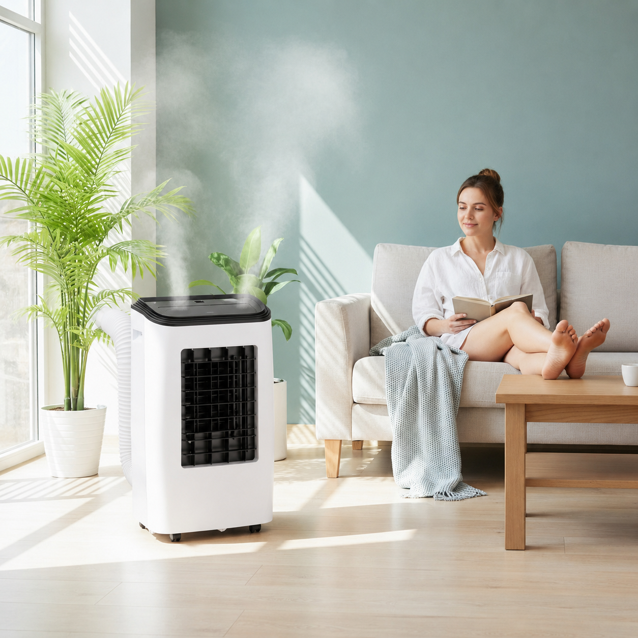 Draagbare airconditioner met een energiezuinig koelvermogen van 12000 BTU. 4