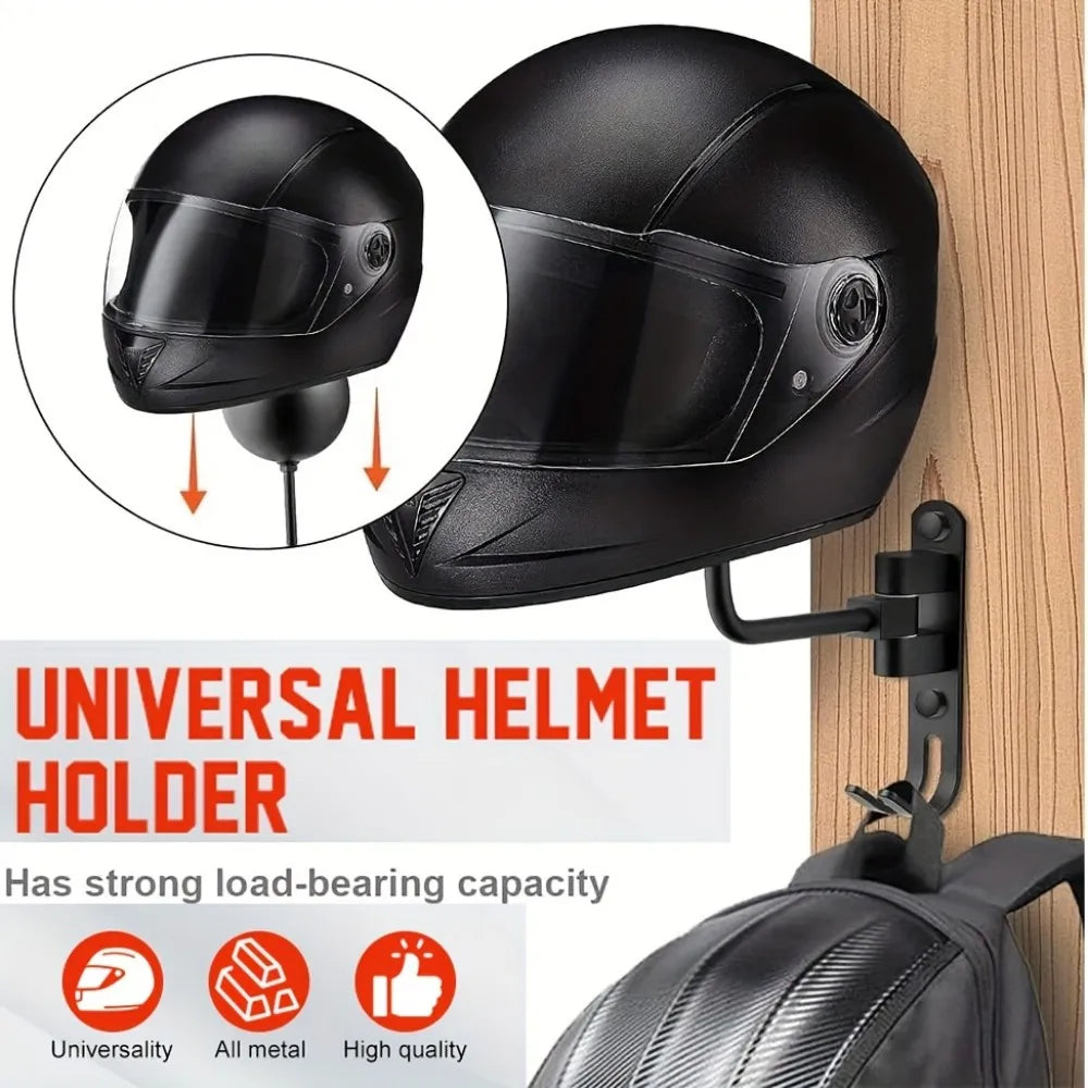 Draaibare Helmhouder voor Motorhelmen, Wandmontage met Klauwhaak, Zwart 3