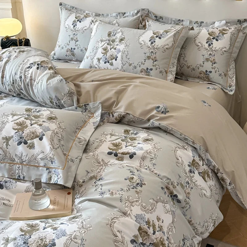 Driedelige beddenset van Egyptisch katoen – bloemenpatroon met ritssluiting 2