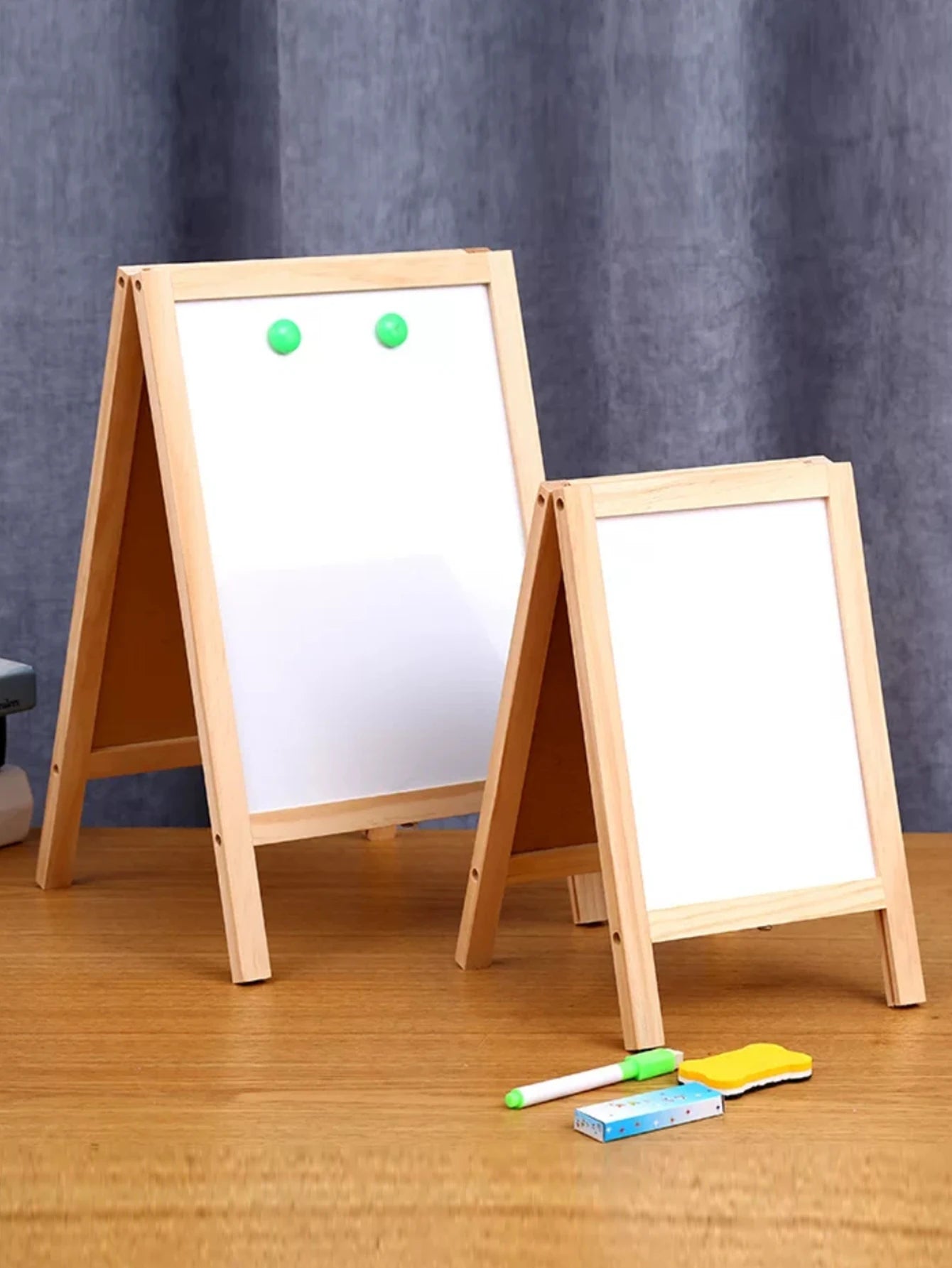 Dubbelzijdig Opvouwbaar Schoolbord met Houten Frame, Droog Uitwisbaar Oppervlak 1