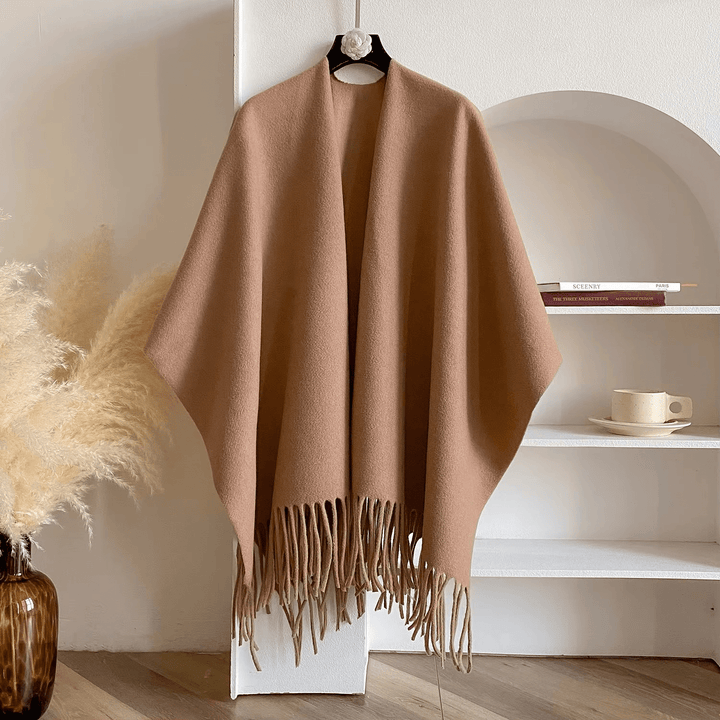 Dubbelzijdige Kasjmiermix Poncho voor Dames Luxe en Warm 3