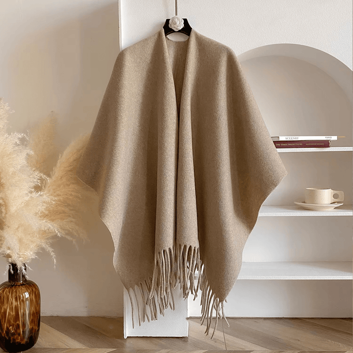 Dubbelzijdige Kasjmiermix Poncho voor Dames Luxe en Warm 5
