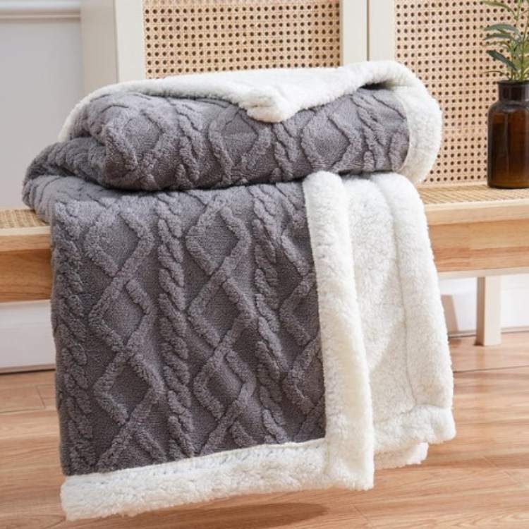 Duvet Sherpa Verzwaringsdeken 150x200cm Grijs Tweepersoons Warm Fleece Deken Bedsprei Zwaartedeken Winter Slaapkamer | Sansoti 0