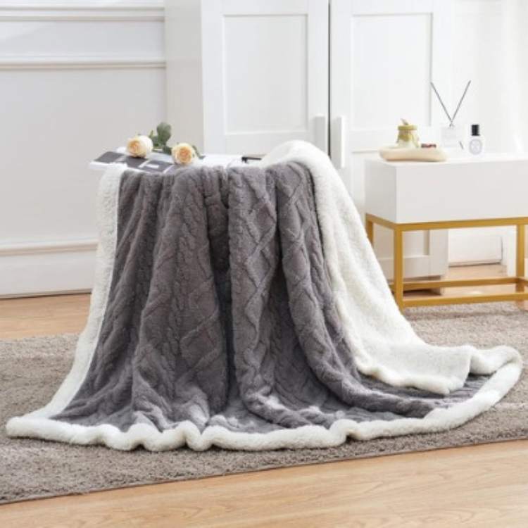 Duvet Sherpa Verzwaringsdeken 150x200cm Grijs Tweepersoons Warm Fleece Deken Bedsprei Zwaartedeken Winter Slaapkamer | Sansoti 2