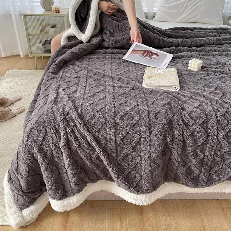 Duvet Sherpa Verzwaringsdeken 150x200cm Grijs Tweepersoons Warm Fleece Deken Bedsprei Zwaartedeken Winter Slaapkamer | Sansoti 4