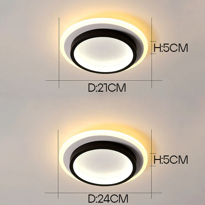 Eldaro Lámpara de techo – Lámpara de techo LED redonda de metal y acrílico con diseño moderno minimalista