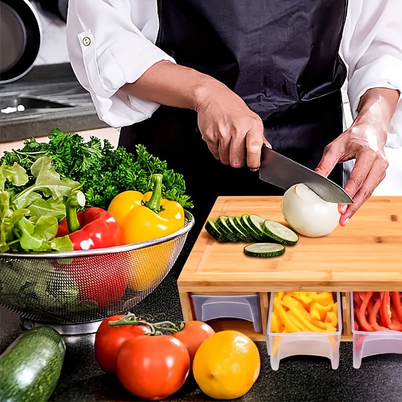 SLICEECO – Ecological Bamboo Cutting Board with Replaceable Blades &amp; Storage Bowls Vestragear