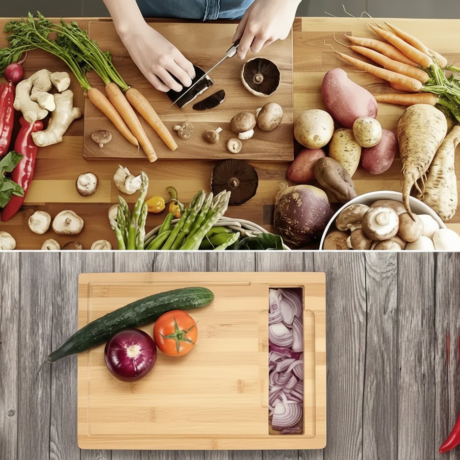 SLICEECO – Ecological Bamboo Cutting Board with Replaceable Blades &amp; Storage Bowls Vestragear