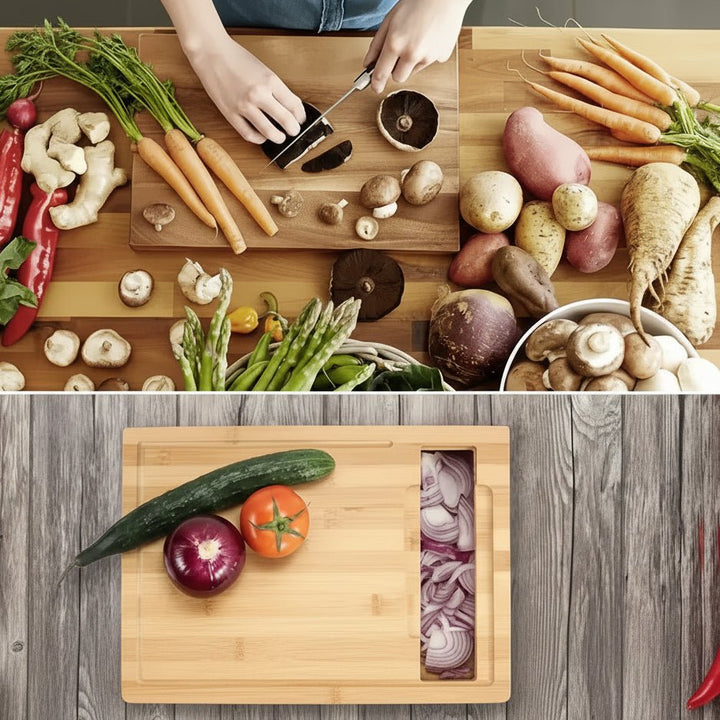 SLICEECO – Ecological Bamboo Cutting Board with Replaceable Blades &amp; Storage Bowls Vestragear