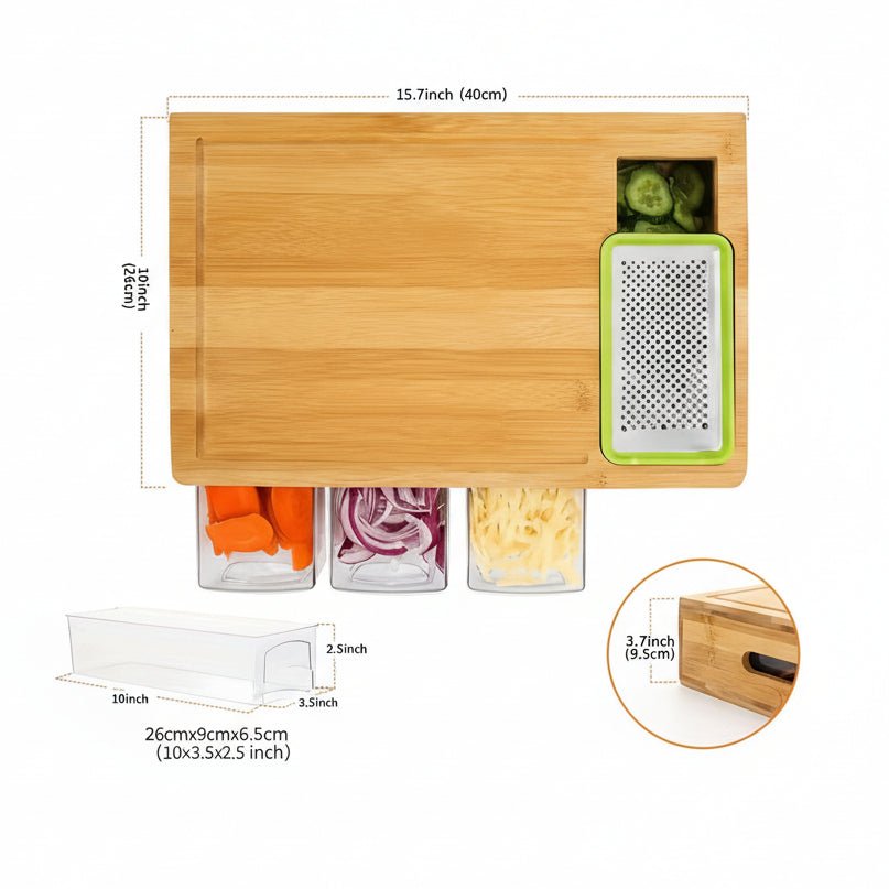 SLICEECO – Ecological Bamboo Cutting Board with Replaceable Blades &amp; Storage Bowls Vestragear
