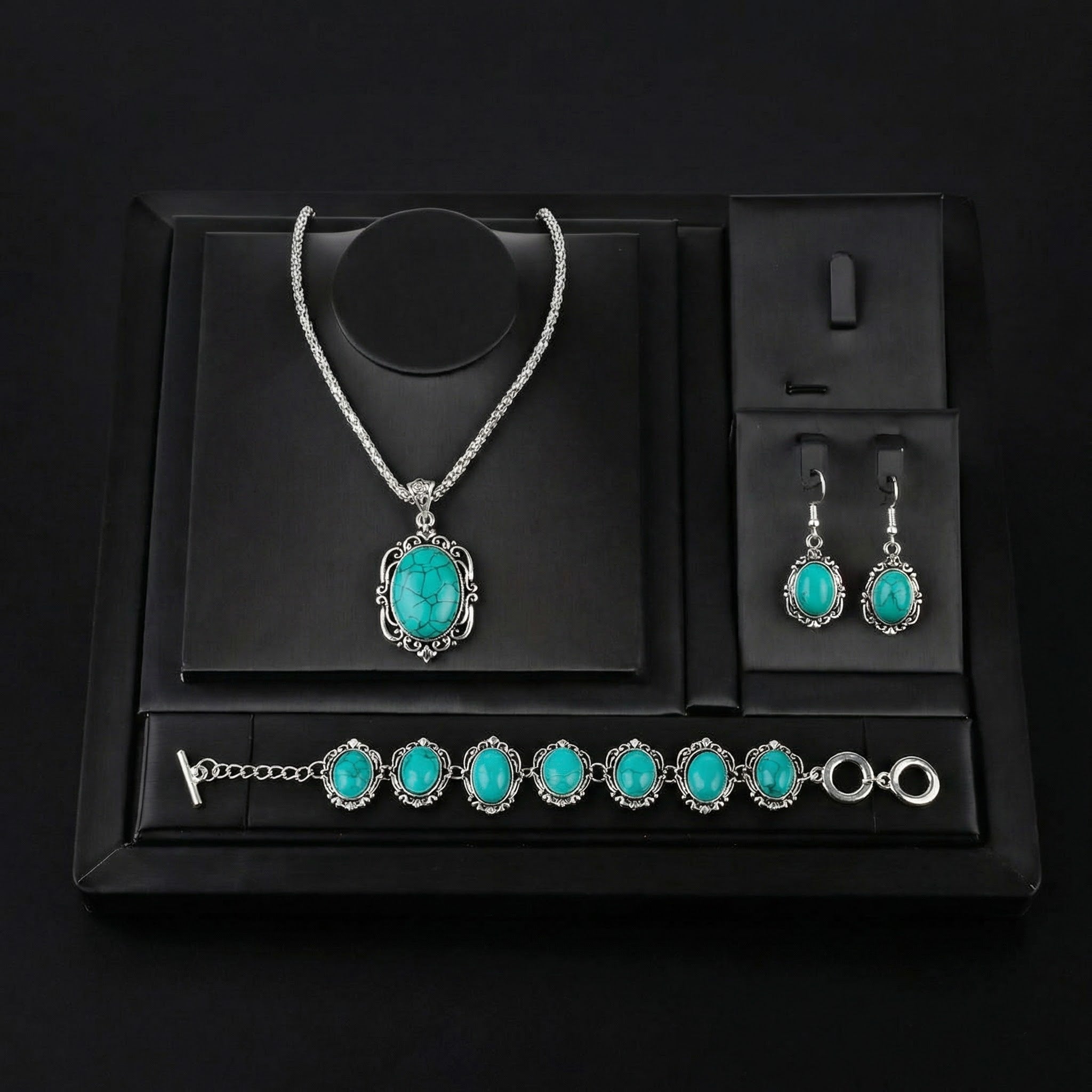 Set di Gioielli Vintage Donna – Set da 3 Pezzi con Bracciale, Collana e Orecchini