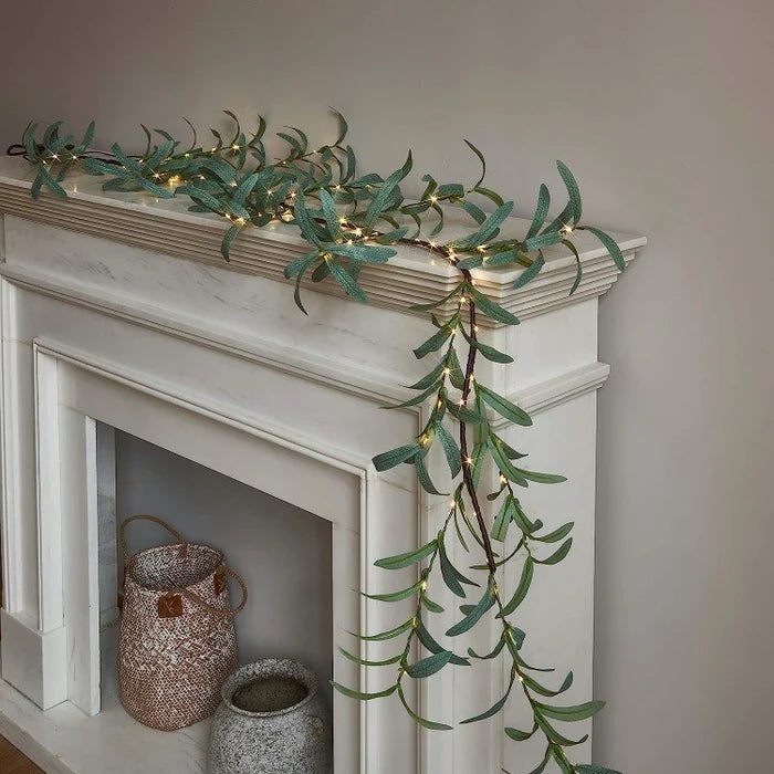 Lighted Olive Branch – Artificial Olive Stems Woven with Twinkling Fairy Lights Tevako