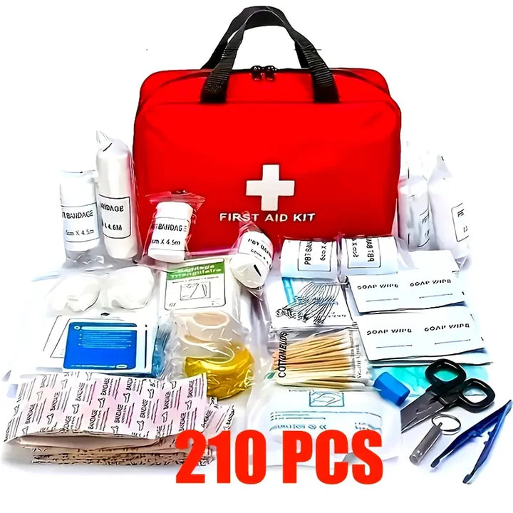 EHBO Kit met 210 Stuks voor Thuis, Auto en Outdoor Gebruik - Compact EHBO Doosje 0