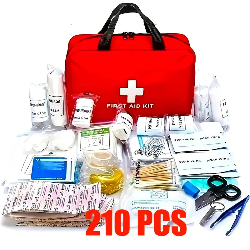 EHBO Kit met 210 Stuks voor Thuis, Auto en Outdoor Gebruik - Compact EHBO Doosje 0