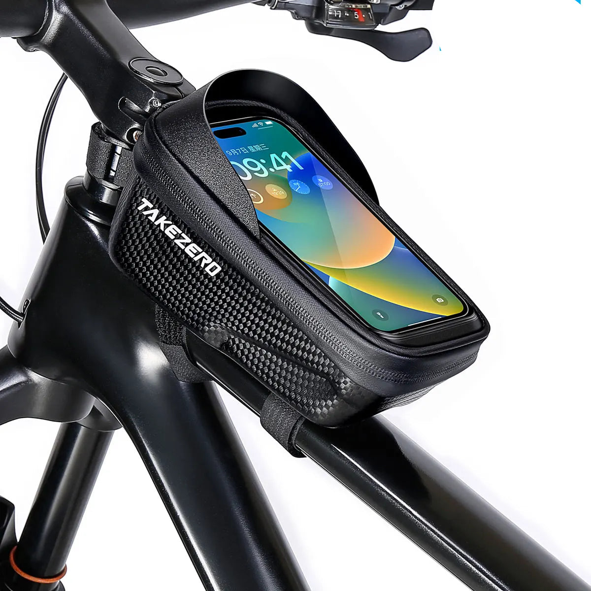 EVA Voorstuurtas voor Mountainbike met Harde Schaal en Telefoonhouder, Zwart 0