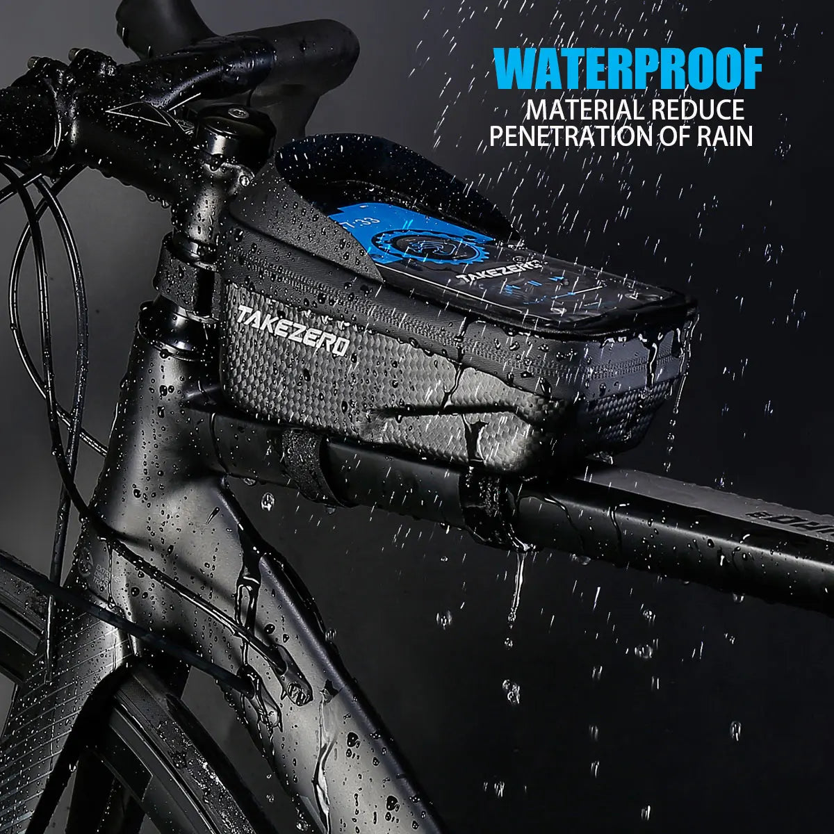 EVA Voorstuurtas voor Mountainbike met Harde Schaal en Telefoonhouder, Zwart 3