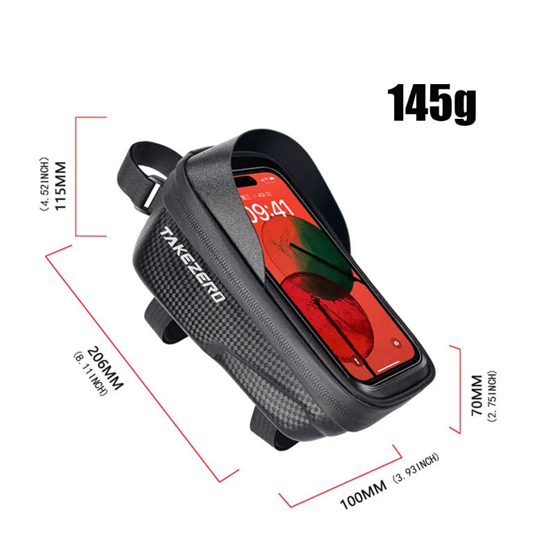 EVA Voorstuurtas voor Mountainbike met Harde Schaal en Telefoonhouder, Zwart 5