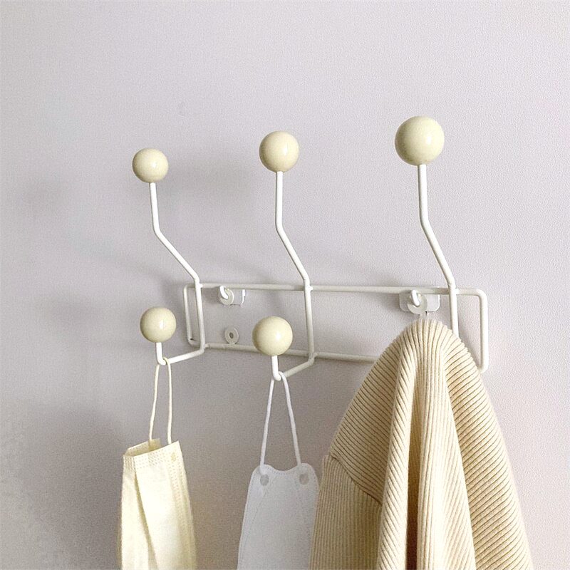 Lunvero Wandkapstok Mid-Century Stijl met Dubbele Haken in Geel, Groen of Wit