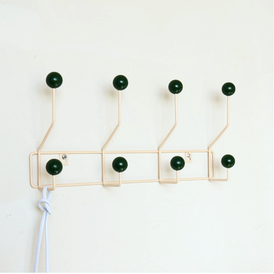 Lunvero Wandkapstok Mid-Century Stijl met Dubbele Haken in Geel, Groen of Wit