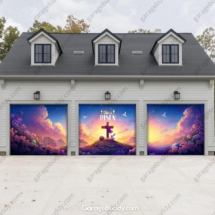 Easter Garage Door Cover – He Is Risen Design, Weather-Resistant, Easy Installation 7