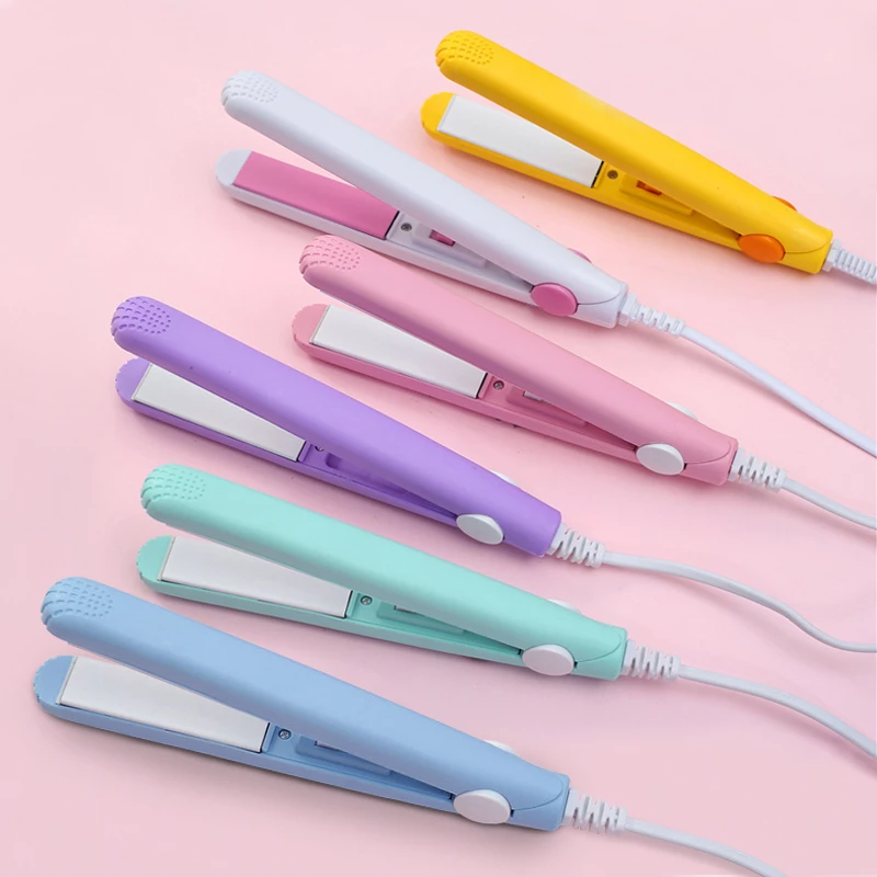 Mini modelador de cabelo – 2 em 1 ferro de caracóis e alisador cerâmico para levar consigo