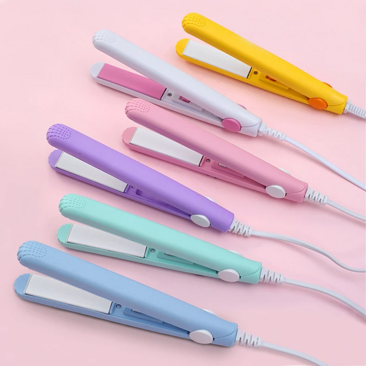 Mini modelador de cabelo – 2 em 1 ferro de caracóis e alisador cerâmico para levar consigo