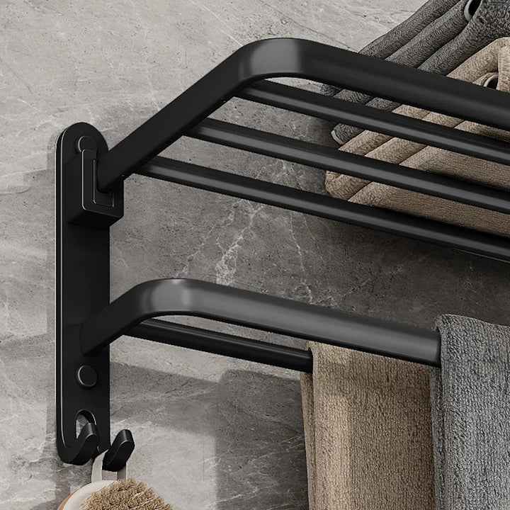 Toweluxe Inklapbaar Handdoekenrek Zwart – Ruimtebesparend &amp; Modern