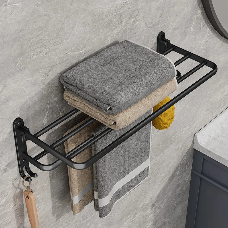 Toweluxe Inklapbaar Handdoekenrek Zwart – Ruimtebesparend &amp; Modern